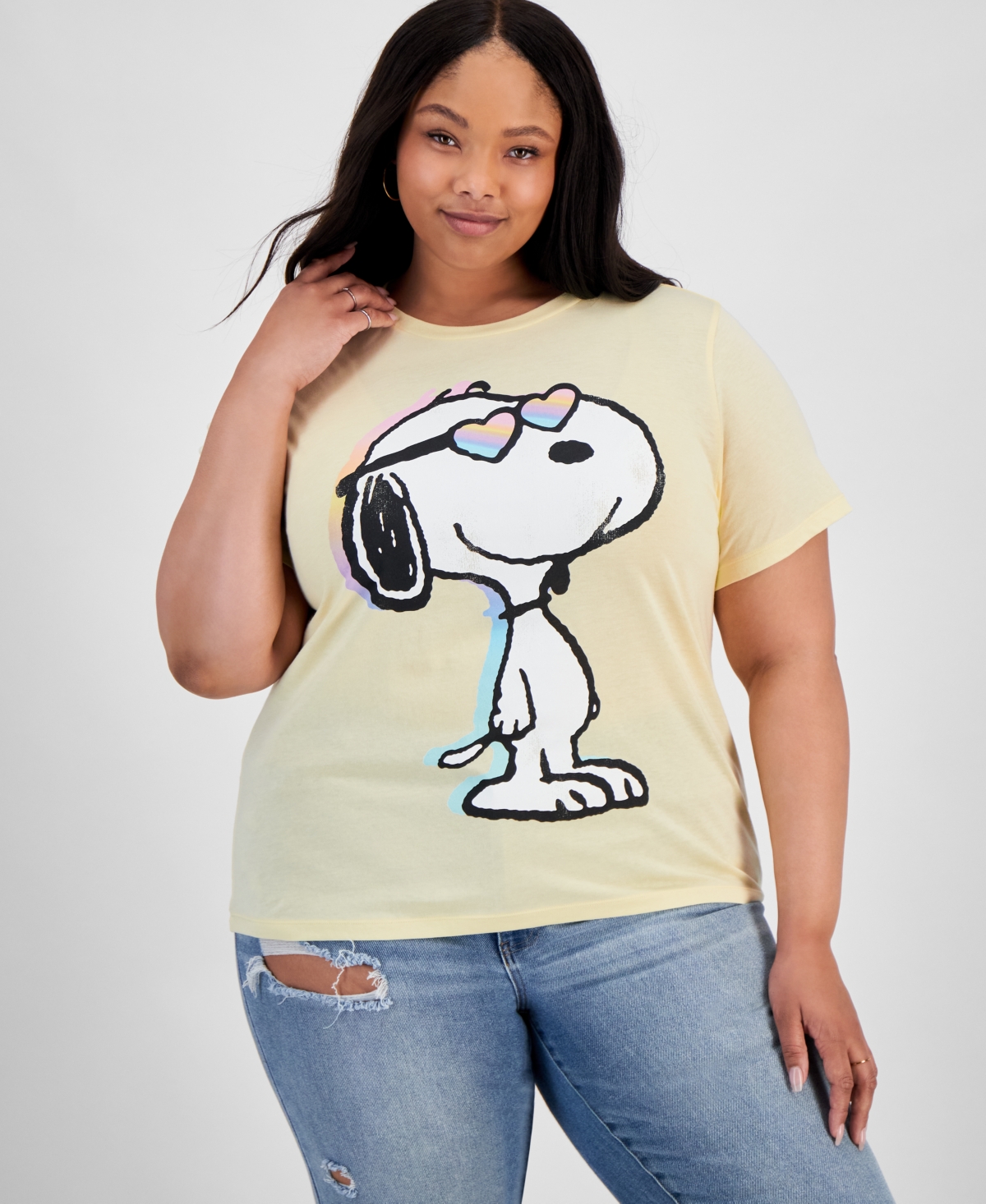 Shop Grayson Threads, The Label Trendy Plus Size Snoopy Graphic T-shirt In Yellow