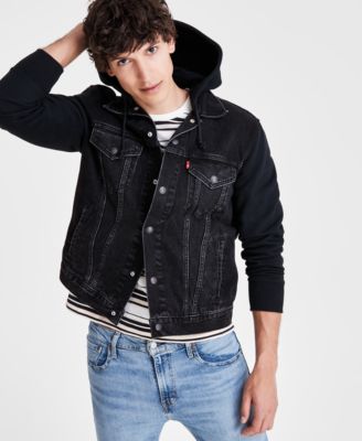 Men's Hybrid Hoodie Non-Stretch Denim Trucker Jacket
