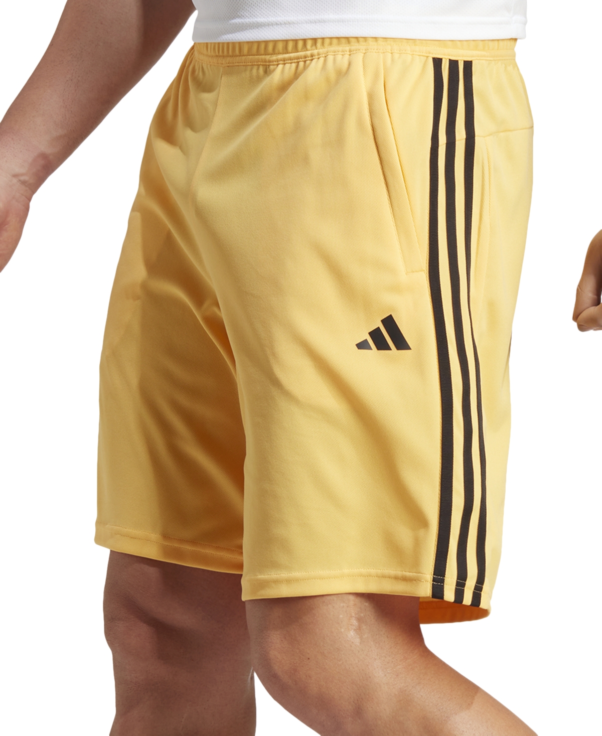 Shop Adidas Originals Men's Train Essentials Classic-fit Aeroready 3-stripes 10" Training Shorts In Semi Spark,white,black