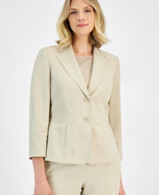 Women's Two-Button Inset Jacket Extended-Tab Waist Pantsuit Set, Regular & Petite 