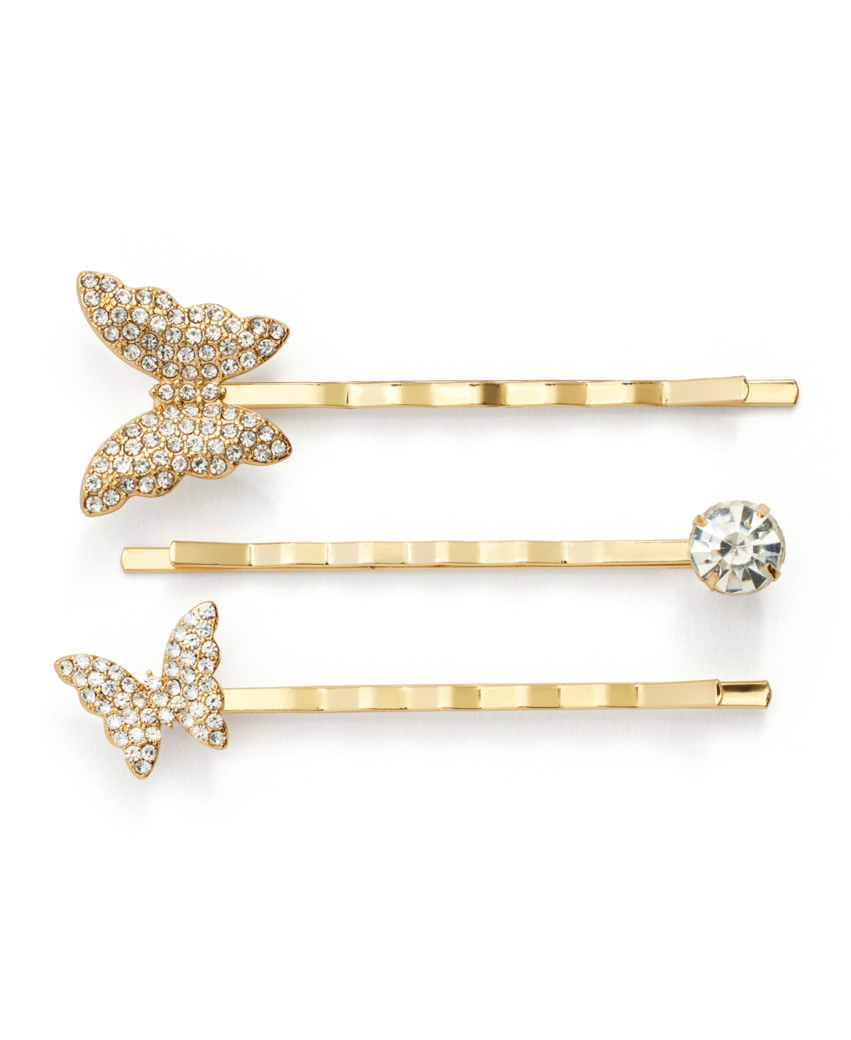 Kleinfeld Faux Stone Pave Butterfly Bobby Pin Set In Crystal,gold