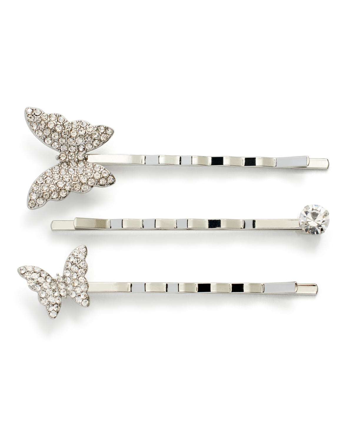Faux Stone Pave Butterfly Bobby Pin Set - Pink, Gold