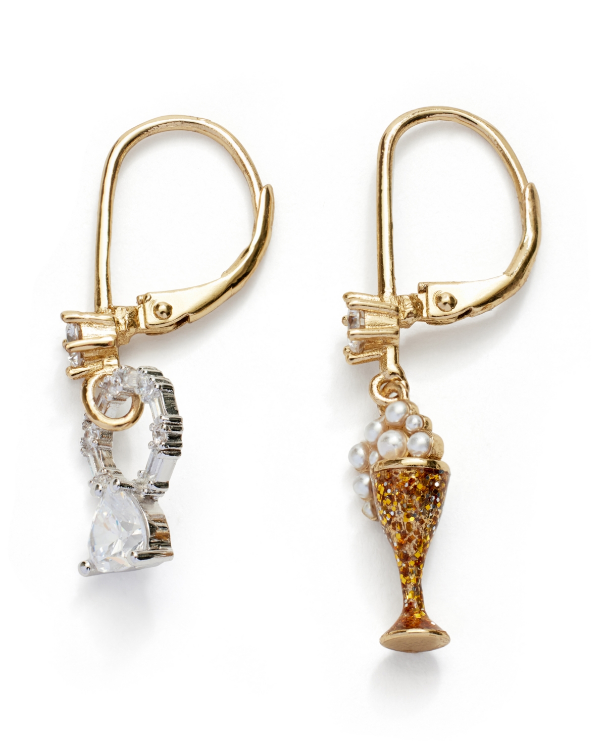Shop Kleinfeld Two-tone Ring Champagne Mismatch Earrings In Crystal,two-tone