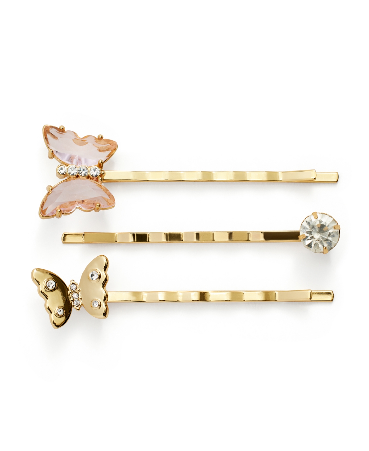 Kleinfeld Faux Stone Butterfly Bobby Pin Set In Pink,gold