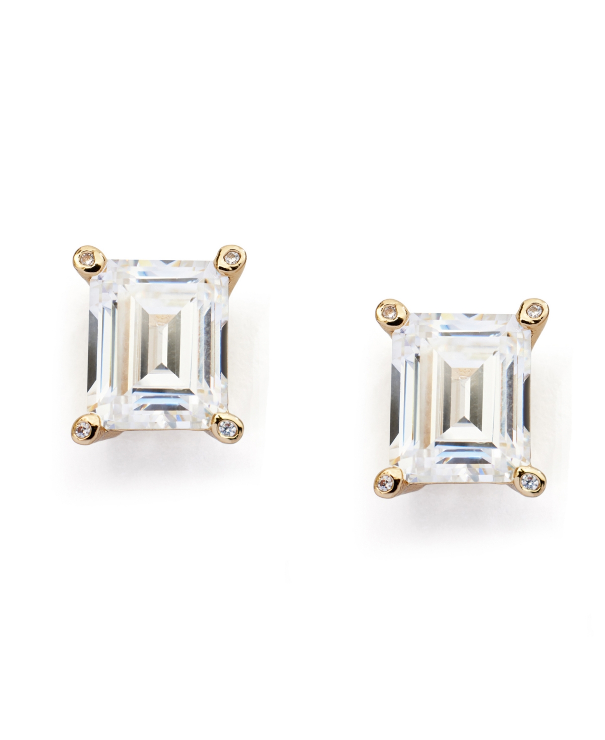 Kleinfeld Cubic Zirconia Emerald Cut Stud Earrings In Crystal,gold