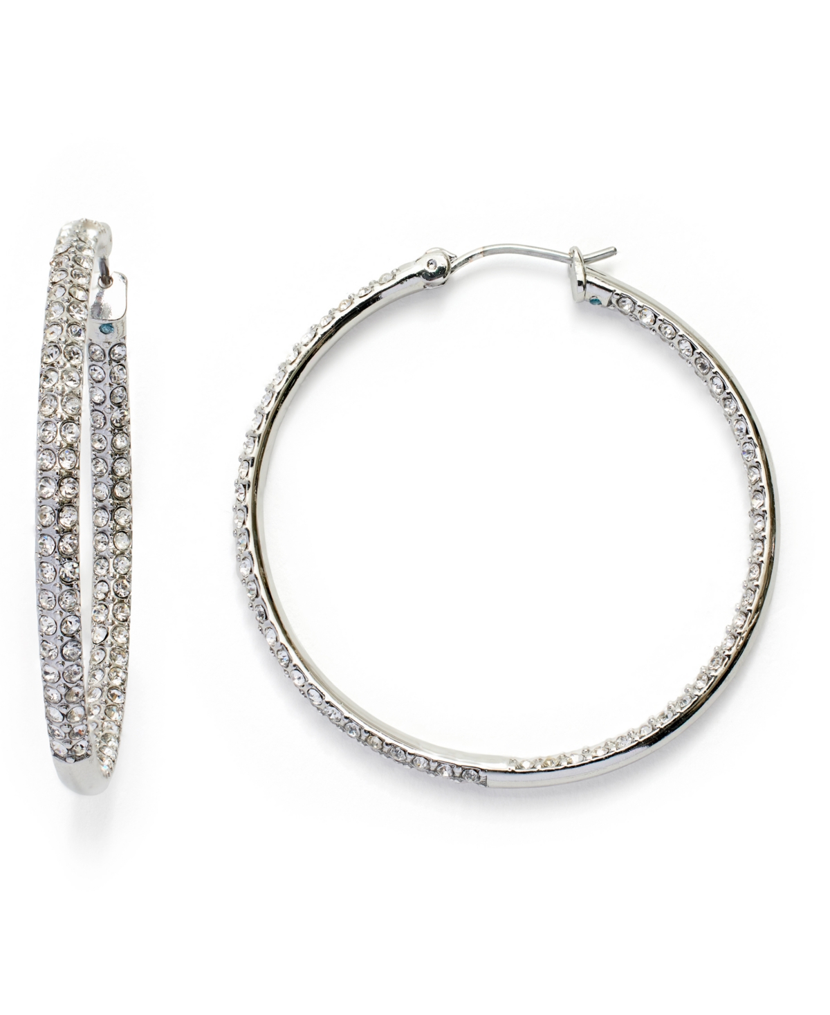 Kleinfeld Faux Stone Pave Hoop Earrings - Rhodium
