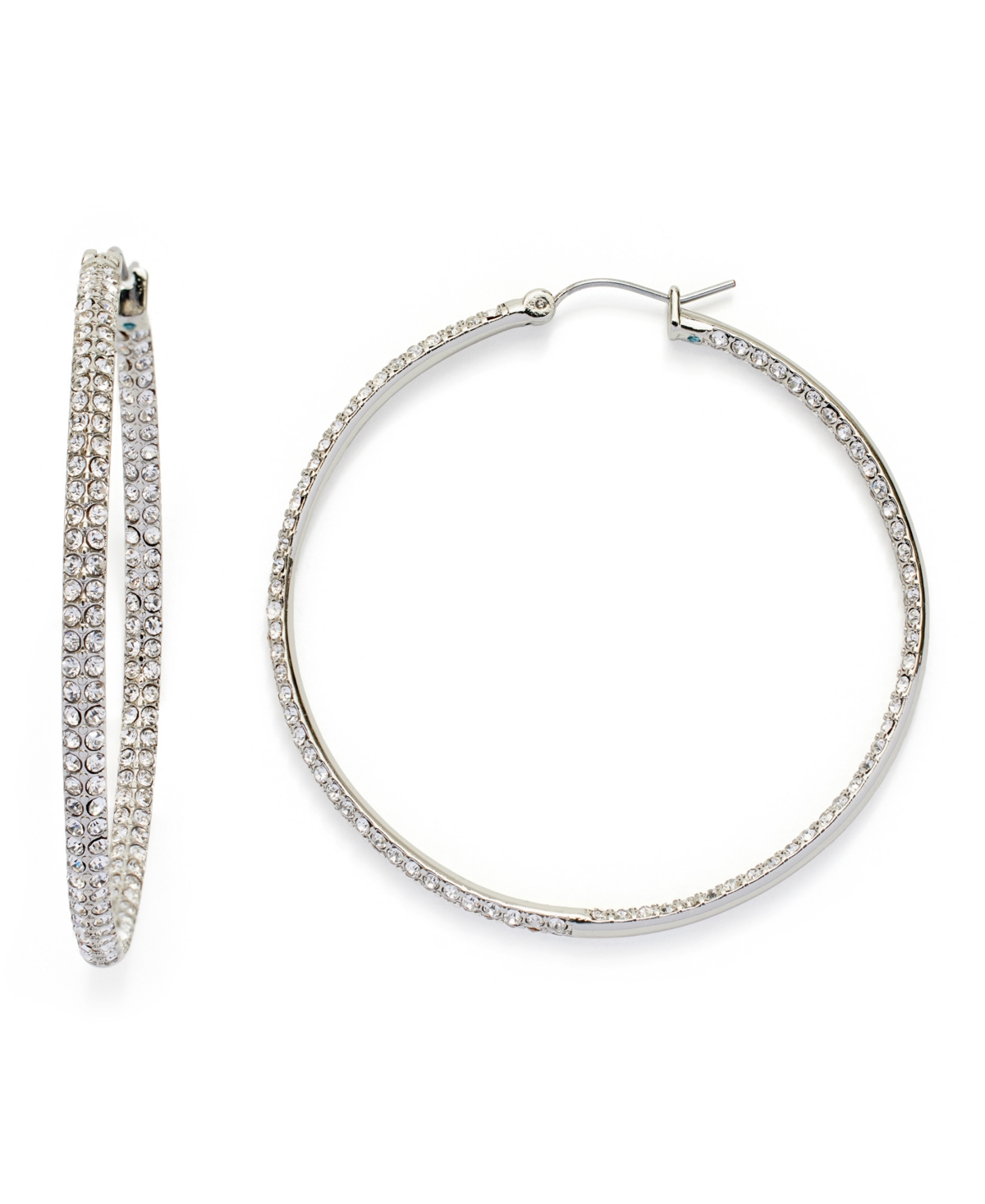 Shop Kleinfeld Faux Stone Pave Hoop Earrings In Crystal,rhodium