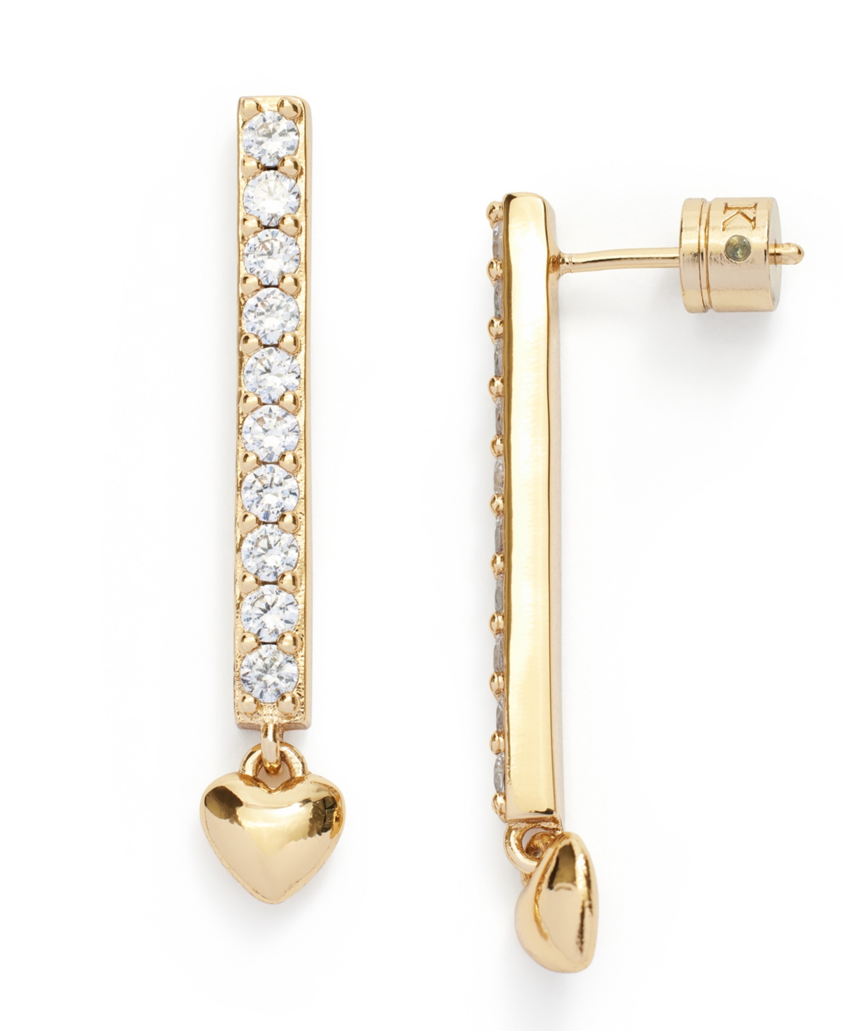 Shop Kleinfeld Faux Stone Pave Bar Heart Drop Earrings In Crystal,gold