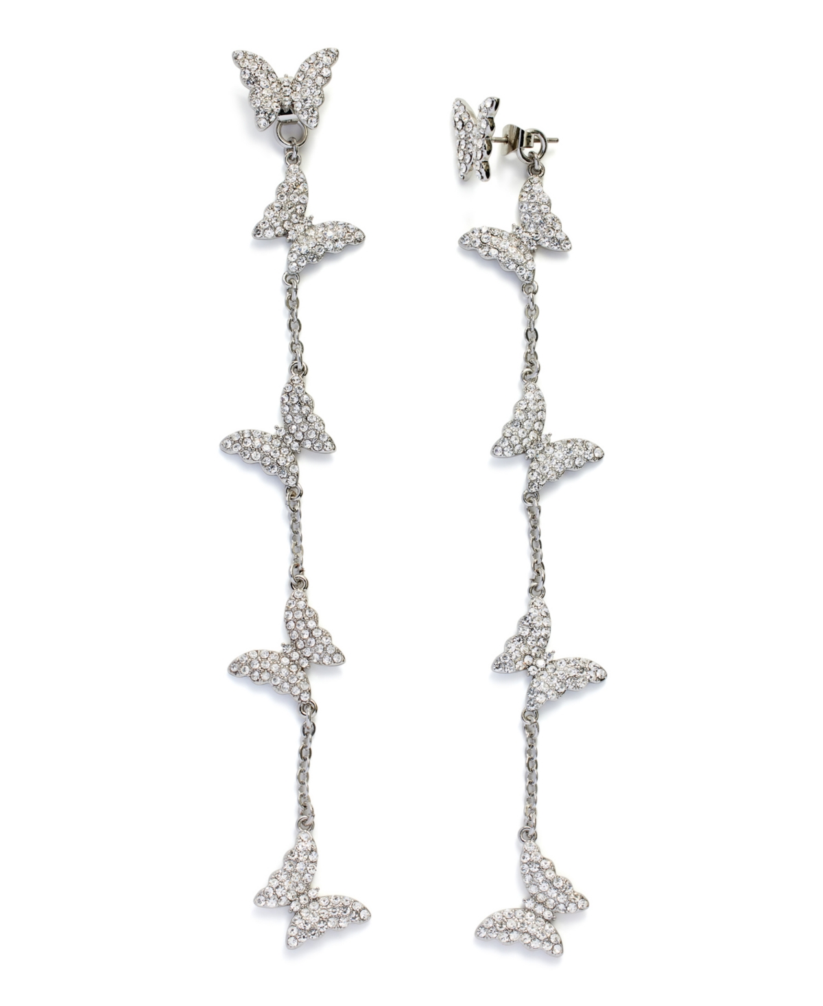 Shop Kleinfeld Faux Stone Pave Butterfly Linear Earrings In Crystal,rhodium