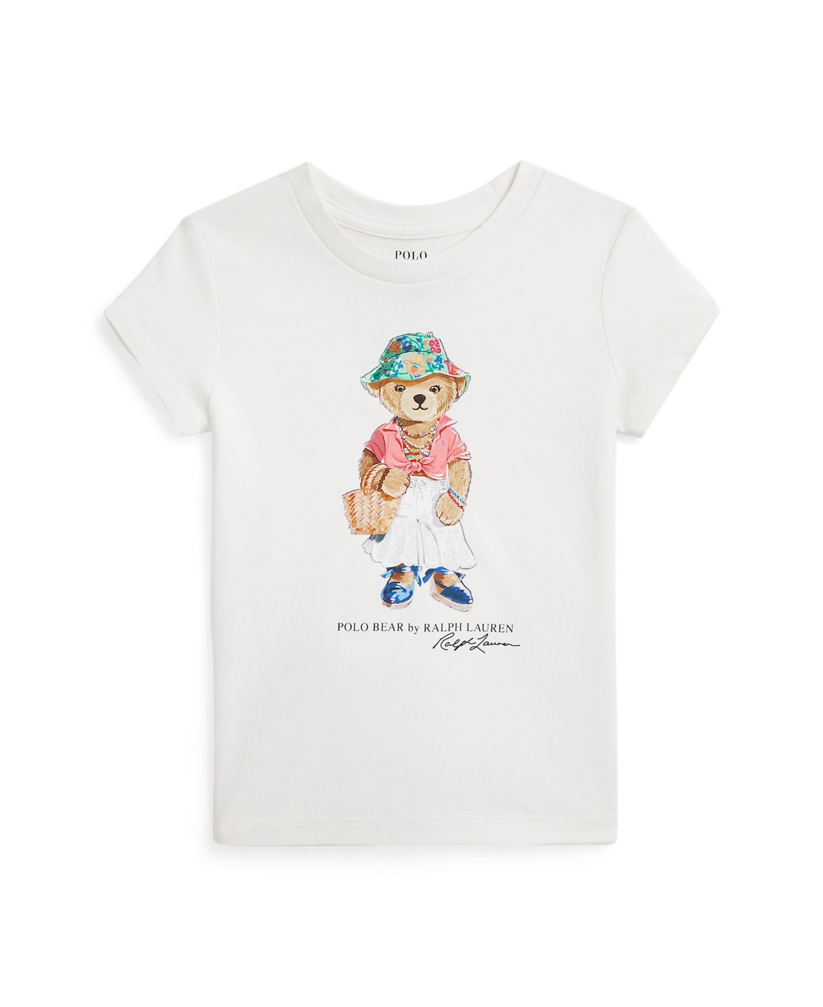 Polo Ralph Lauren Kids' Toddler And Little Girls Polo Bear Cotton Jersey T-shirt In Deckwash White