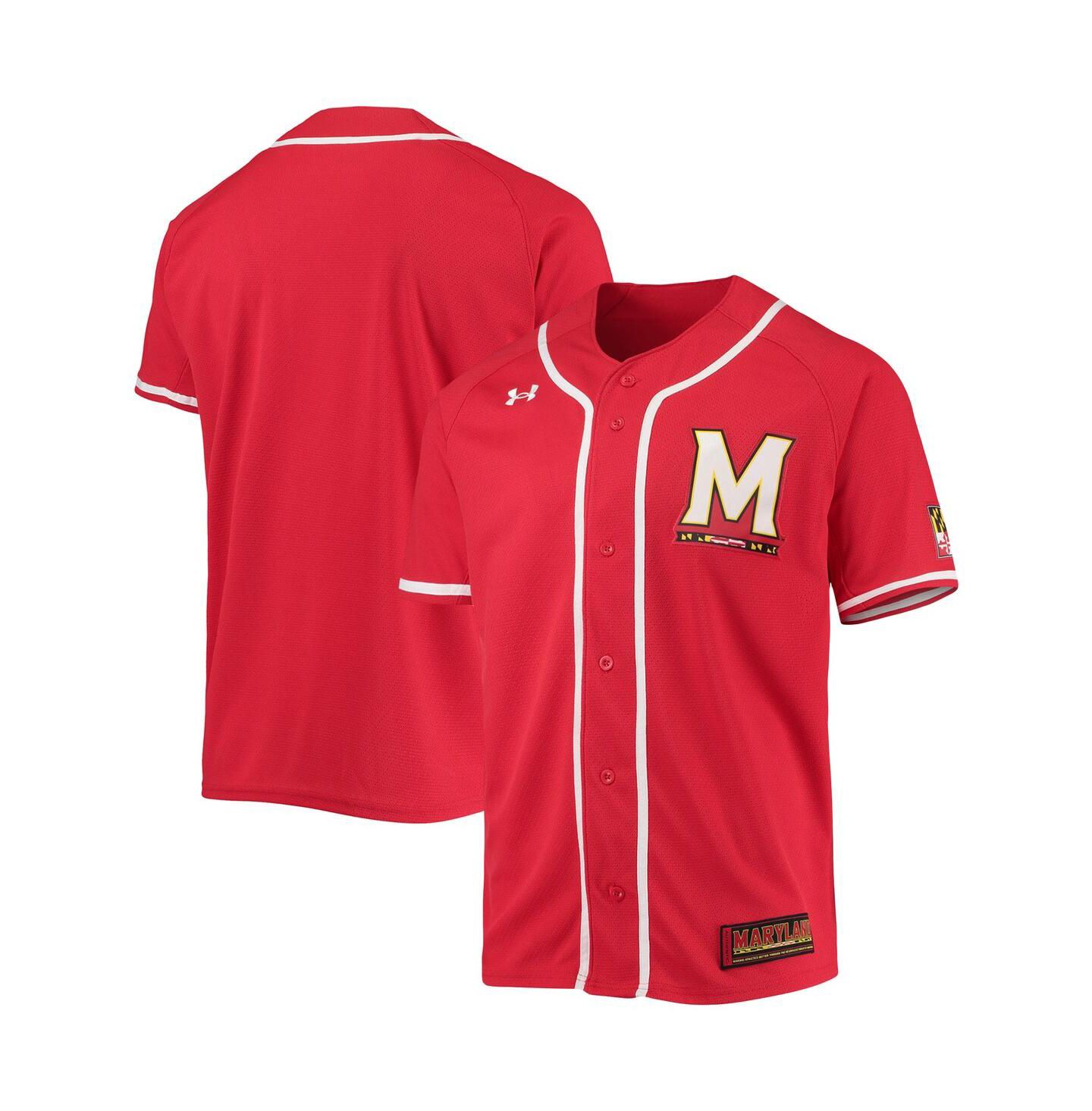 Мужской топ Under Armour Red Maryland Terrapins Replica Baseball Jersey — фото 1