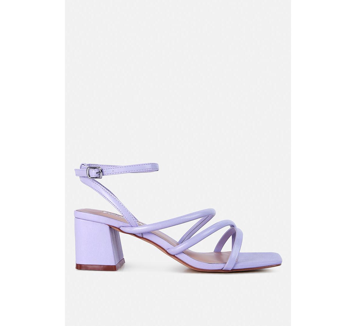 LONDON RAG RIGHT POSE FAUX LEATHER BLOCK HEEL SANDALS