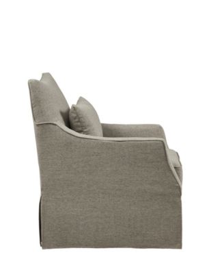 London 28"W Upholstered Skirted Swivel Armchair with Lumbar Pillow