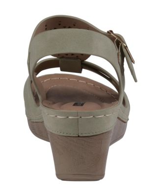 Women's Cole Embellished T-Strap Slingback Wedge Sandals