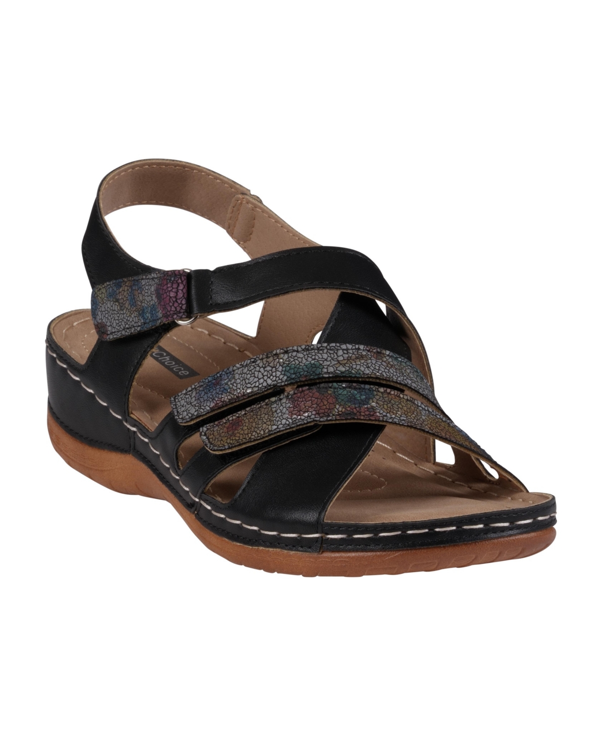 Gc Shoes Women's Dalary Strappy Stay-put Two-tone Comfort Flat Sandals In Black