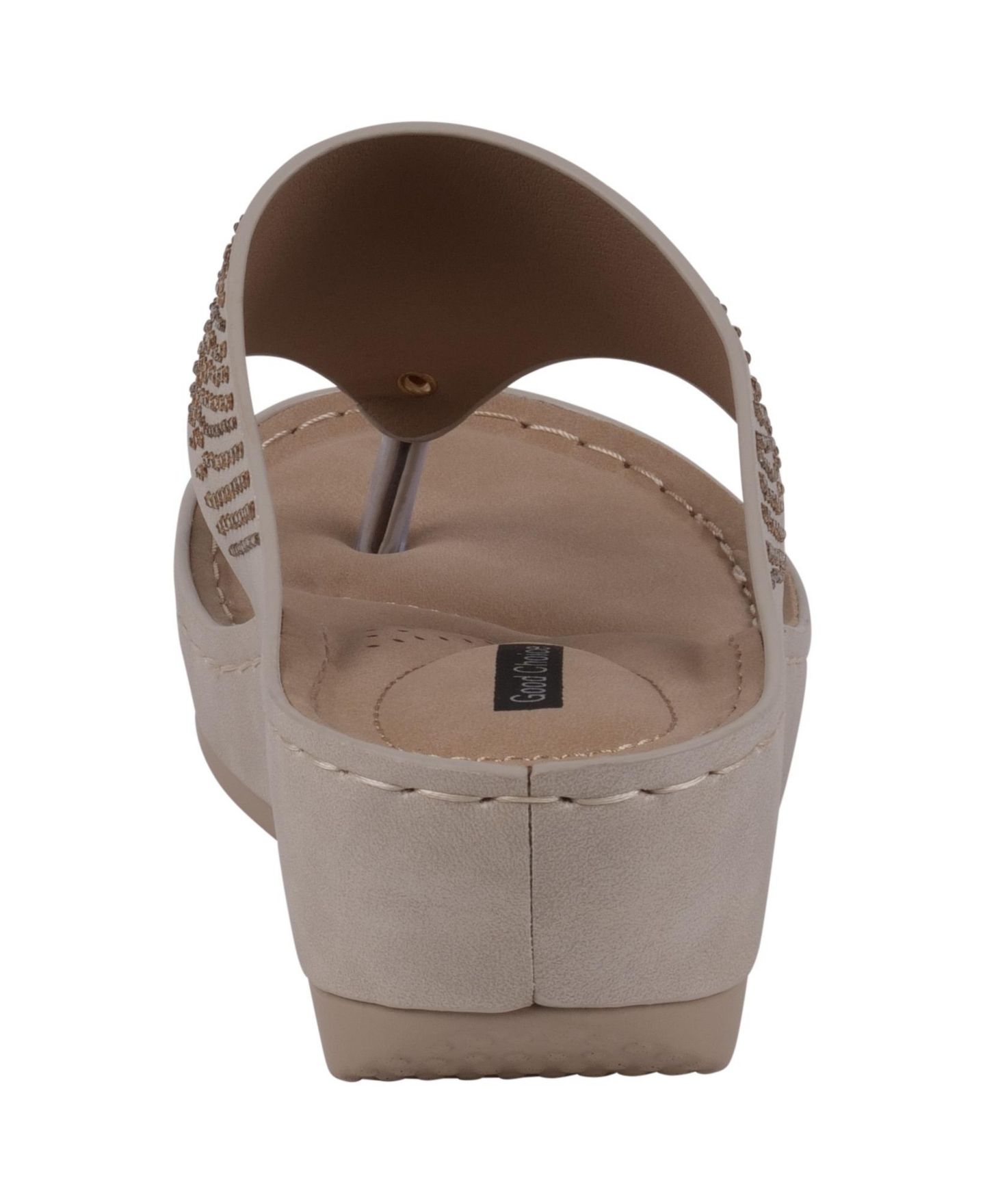Женские сандалии GC Shoes Wagner Embellished Thong Wedge, цвет: Молочный белый — фото 3
