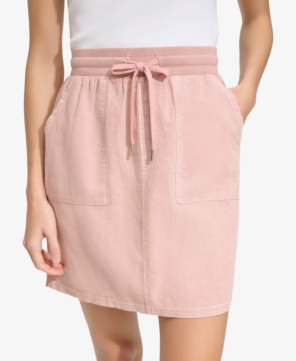 Marc New York Andrew  Women's Washed Linen High Rise Skirt With Twill Side Taping In Rose
