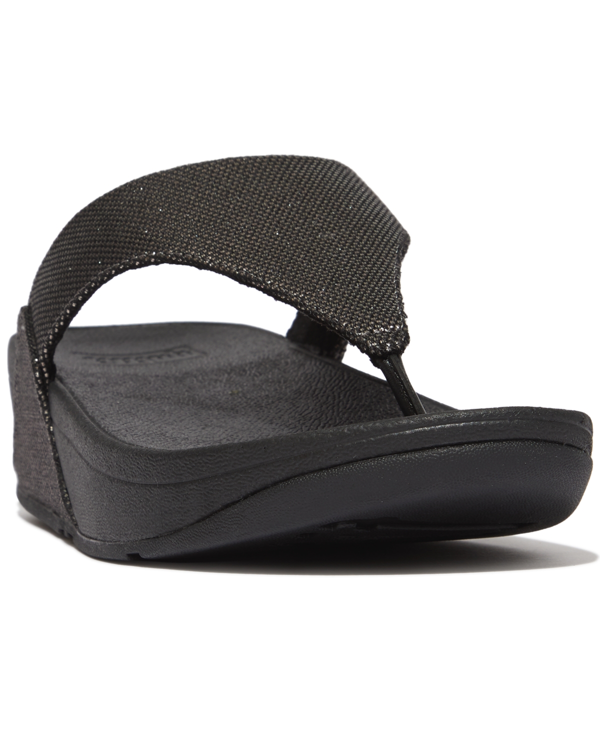 Fitflop Women's Lulu Glitz-canvas Toe-post Sandals In Pewter Black
