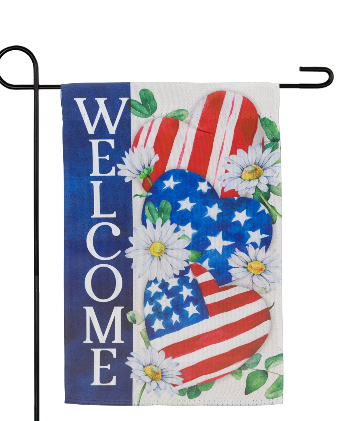 Northlight Stars and Stripes Hearts "Welcome" Americana Outdoor Garden Flag, 18" x 12.5"