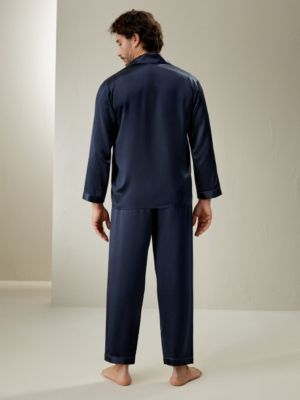 Men's Long Silk Pajamas Set for Men