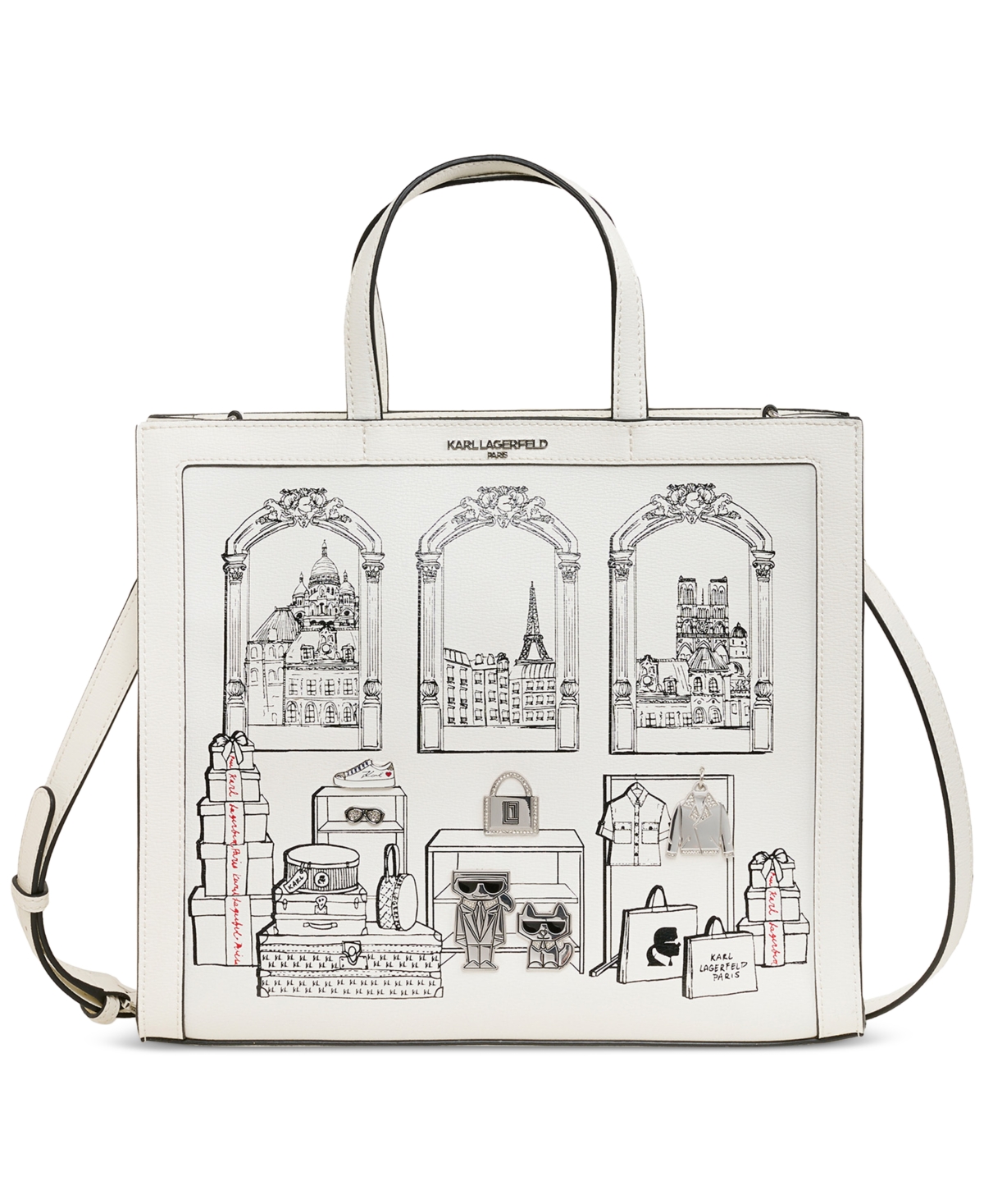 Nouveau Medium Leather Tote - Wht/bk/red