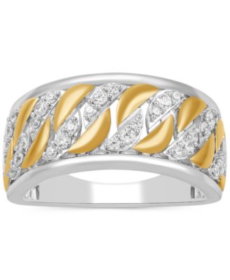 Men's Diamond Chain Link Inspired Ring (1/2 ct. t.w.) in Sterling Silver & 18k Gold-Plate