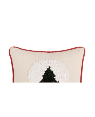 Snow Globe Christmas Tree French Knot Mini Accent Pillow 8" x 8"
