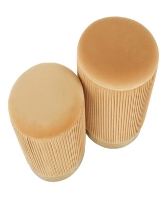 Marla Contemporary Nesting Pleated Ottoman Set in Metal and Velvet by Lumisource