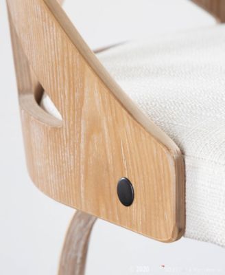 Charlotte 26" Farmhouse Fixed Height Counter Stool With Swivel in Washed Wood and Fabric by - Set of 2