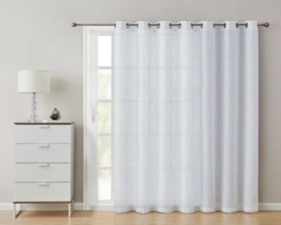 Faux Linen Semi Sheer Extra Wide Light Filtering Patio Door Grommet Curtain Panel For Sliding Glass Doors