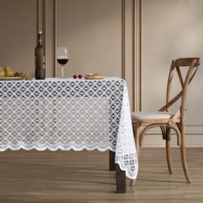 Alona Lace Fabric Tablecloth Lace Fabric Table Cloth For Rectangle Tables Wrinkle Resistant Tablecloth Patterned Scalloped