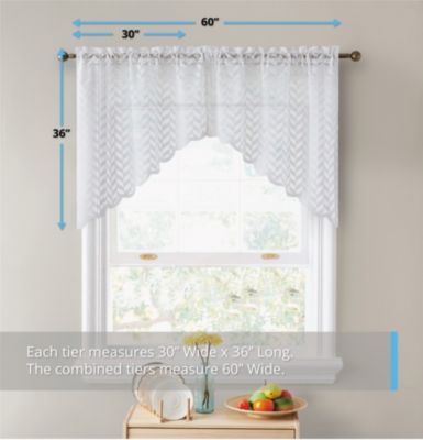 Herringbone Semi Sheer Voile Kitchen Cafe Curtain Panels Rod Pocket Tiers Swags Valances For Small Windows Bathroom