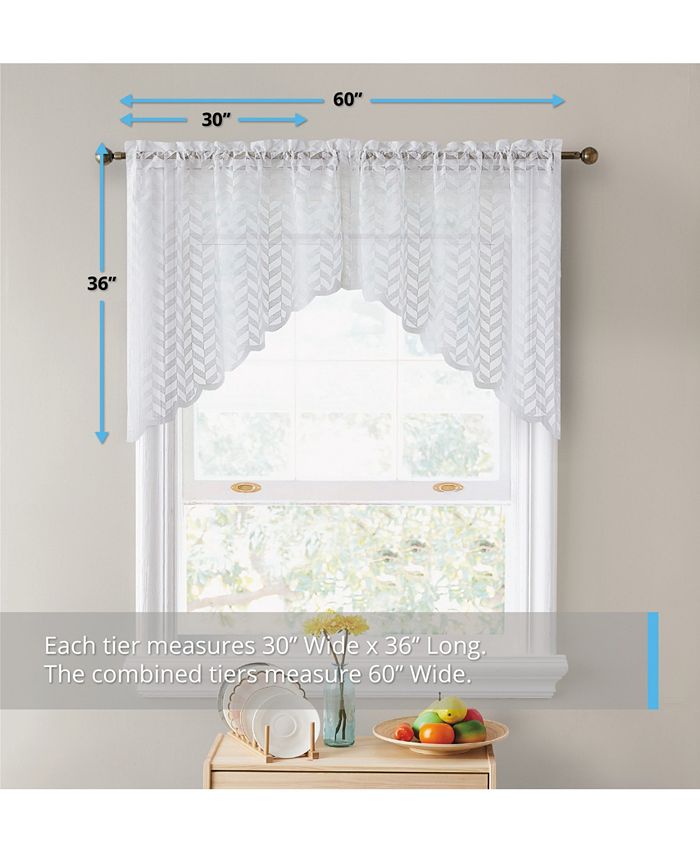 HLC.me Herringbone Semi Sheer Voile Kitchen Cafe Curtain Panels Rod Pocket Tiers, Swags