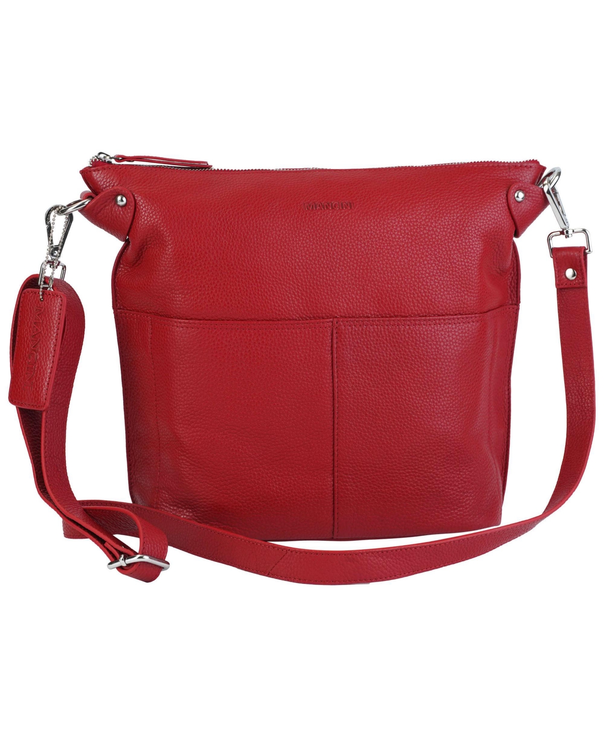 Pebbled Collection Susan Leather Crossbody Hobo Bag - Red