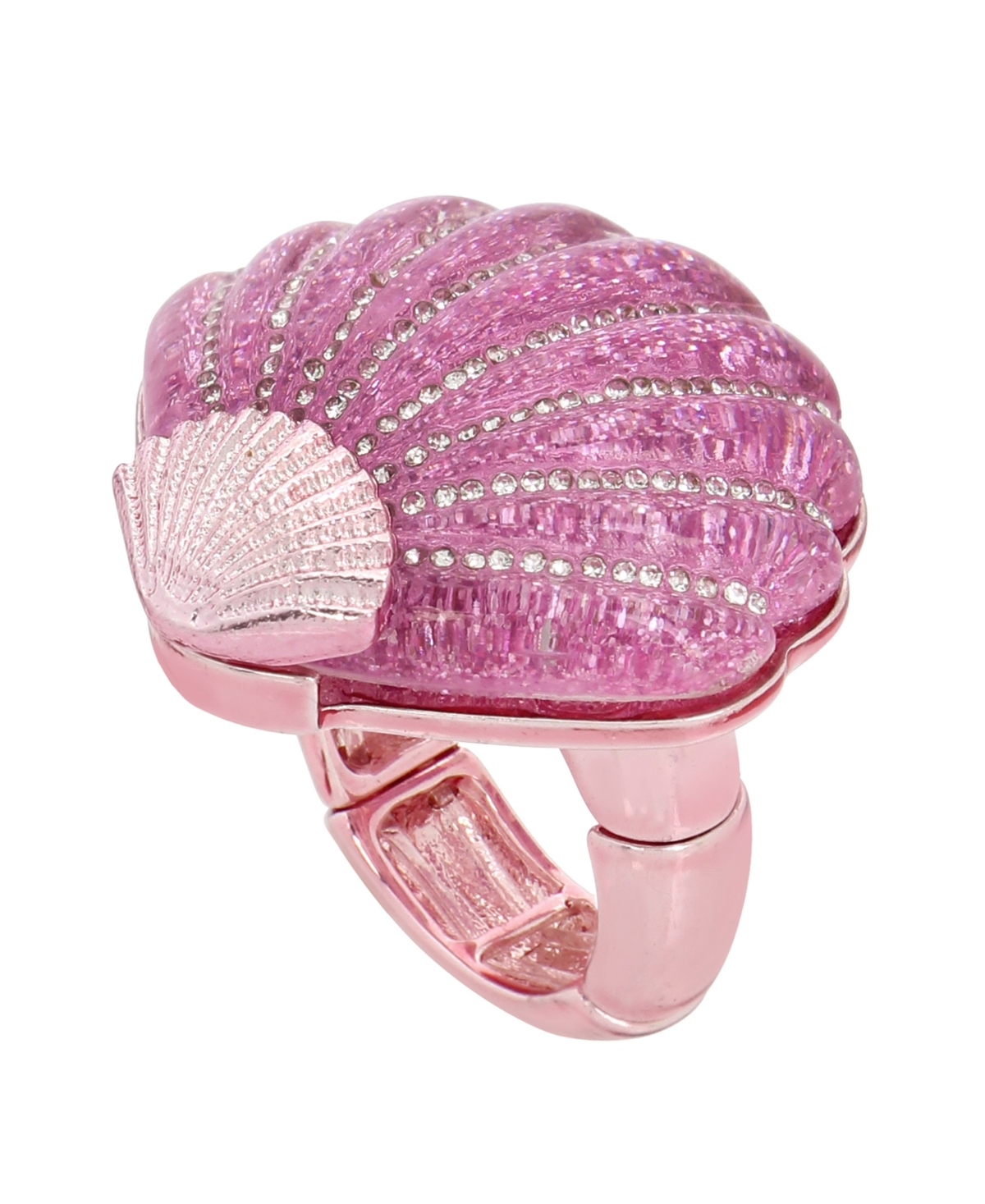 Faux Stone Seashell Cocktail Ring - Pink