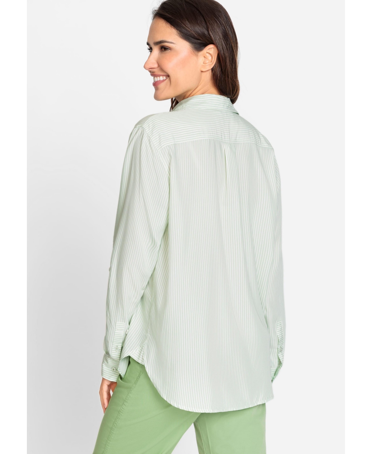 Olsen Women's Striped Shirt with Rolled Tab Sleeve