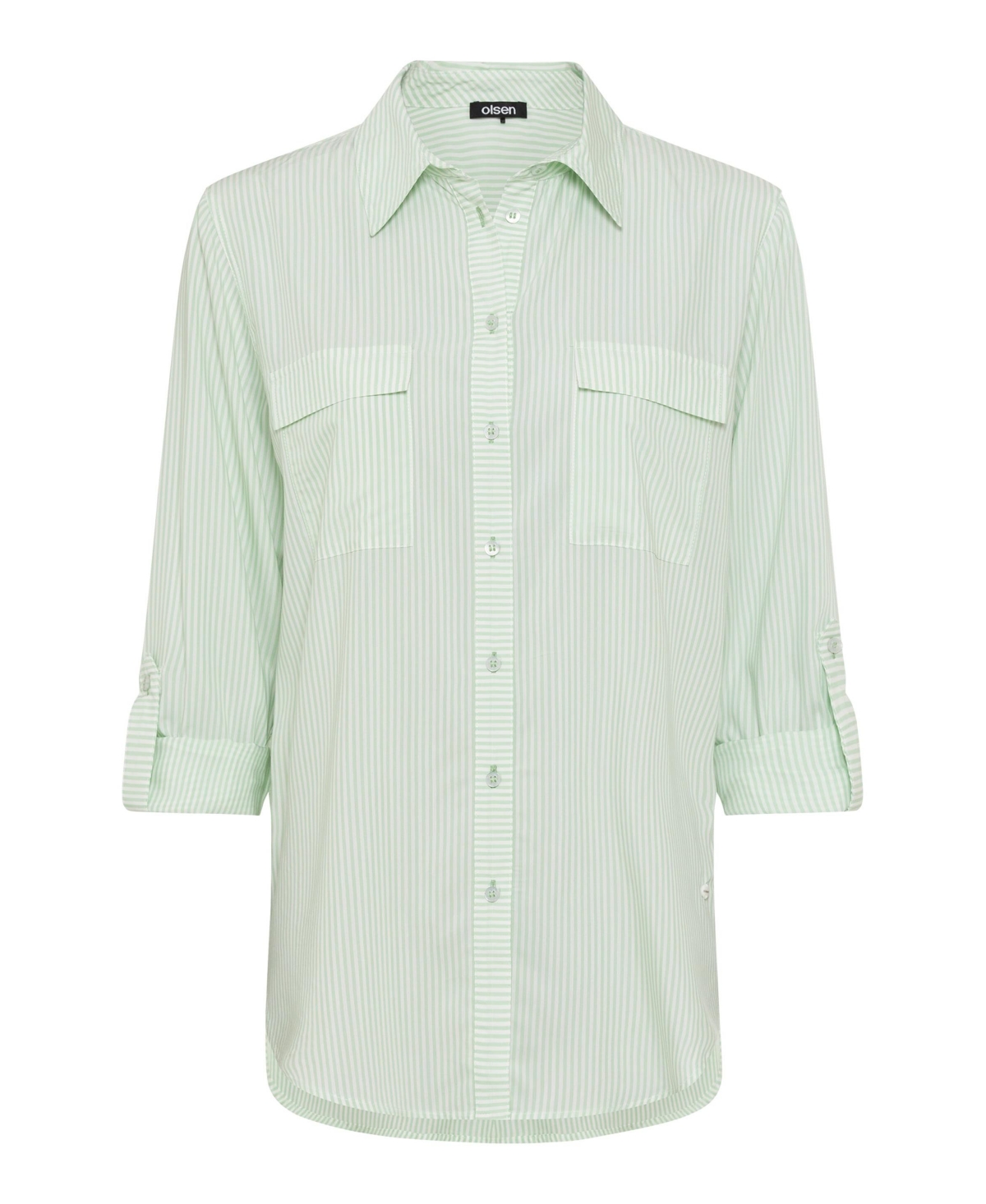 Olsen Women's Striped Shirt with Rolled Tab Sleeve