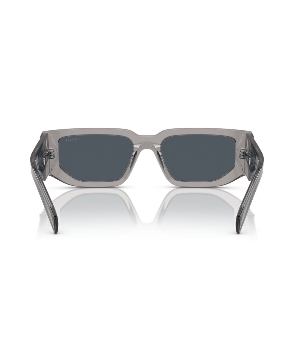 Prada Triangle-logo Rectangle-frame Sunglasses In Transparent Asphalt