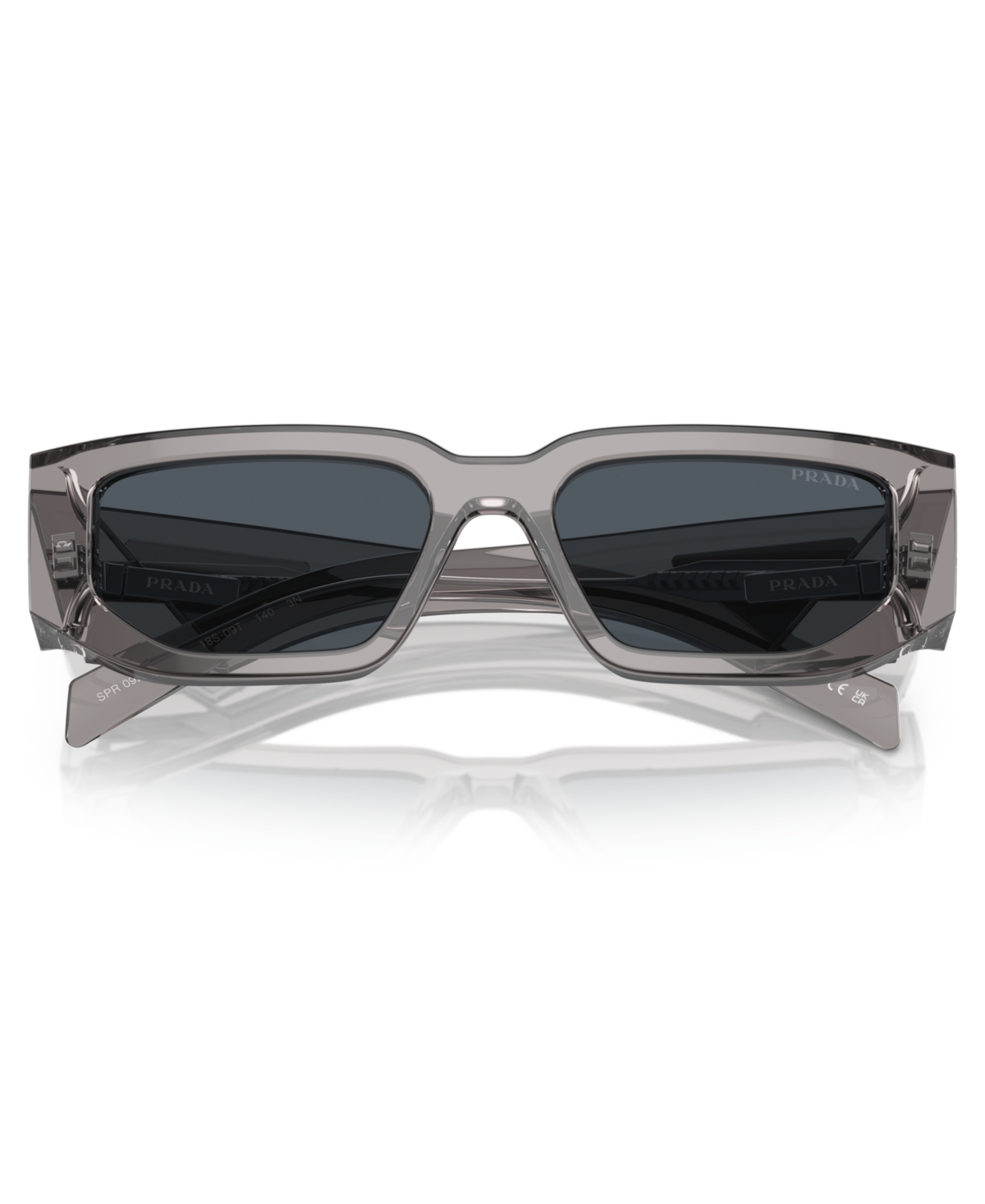 Prada Triangle-logo Rectangle-frame Sunglasses In Transparent Asphalt