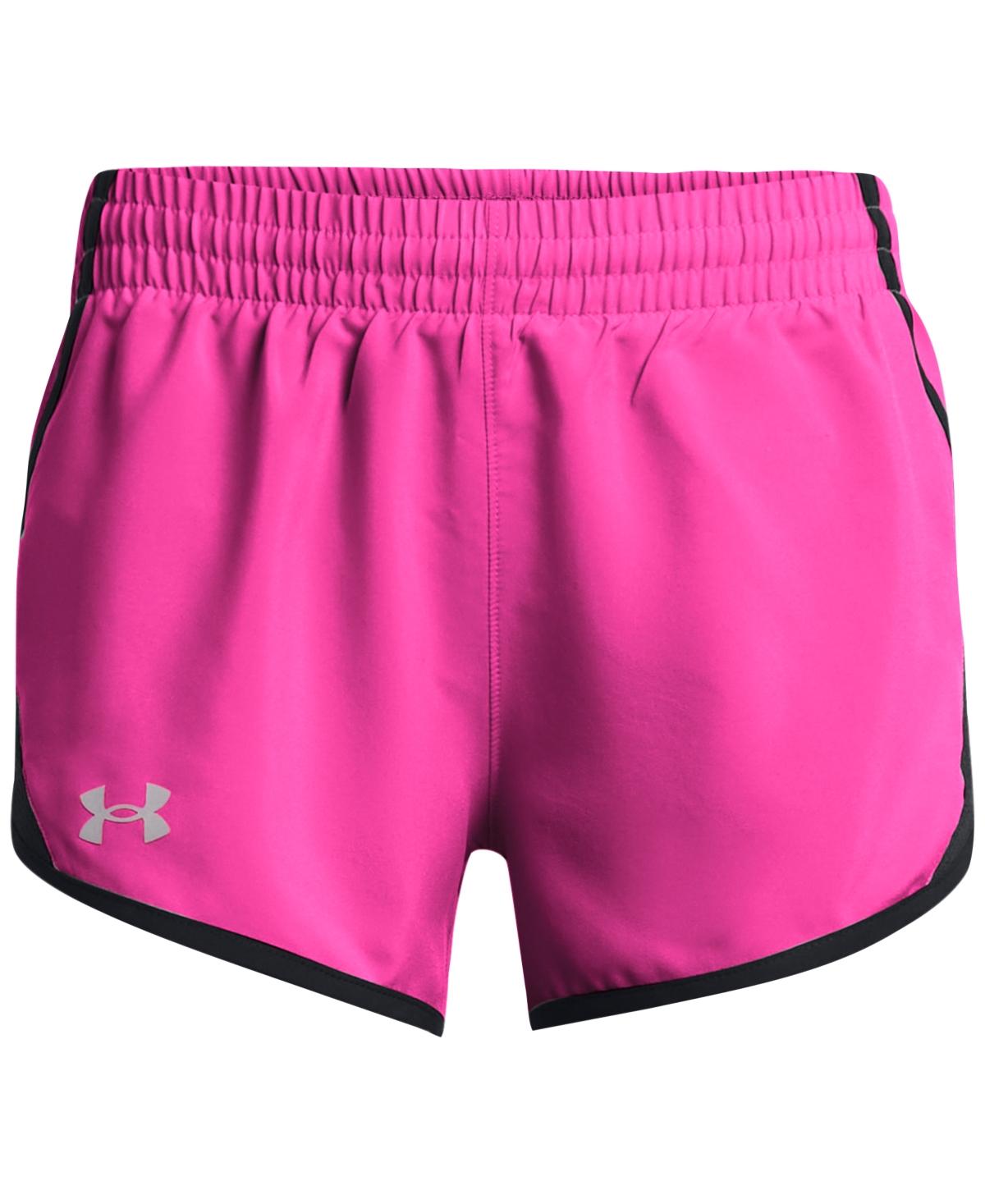 Shop Under Armour Big Girls Fly-by 3" Shorts In Rebel Pink,black,reflective