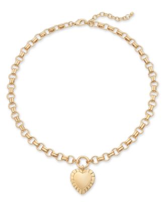 On 34th - Framed Heart Pendant Necklace, 16-1/2" + 2" extender