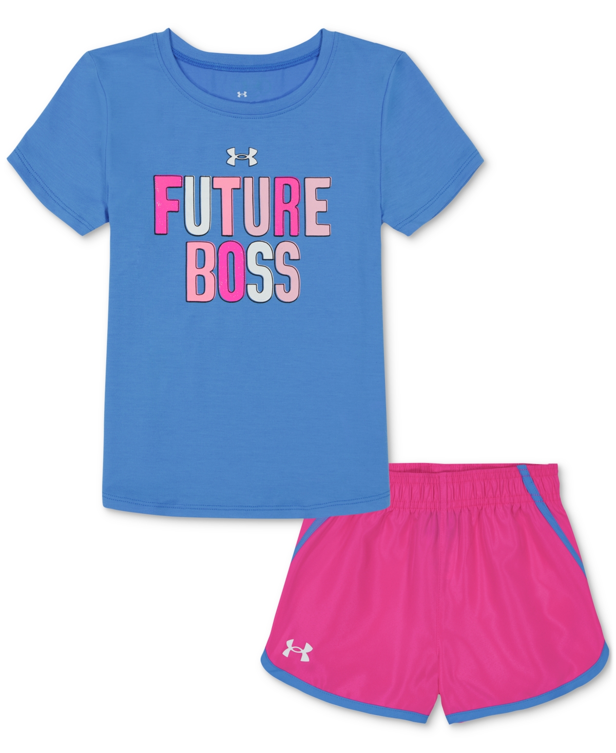 Under Armour Kids' Toddler & Little Girls Boss T-shirt & Shorts, 2 Piece Set In Viral Blue