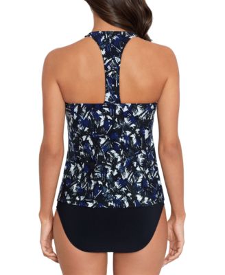 Shop Magicsuit Blueprint Taylor Tankini Top  High Waist Tummy Control Bikini Bottoms In Black,multi