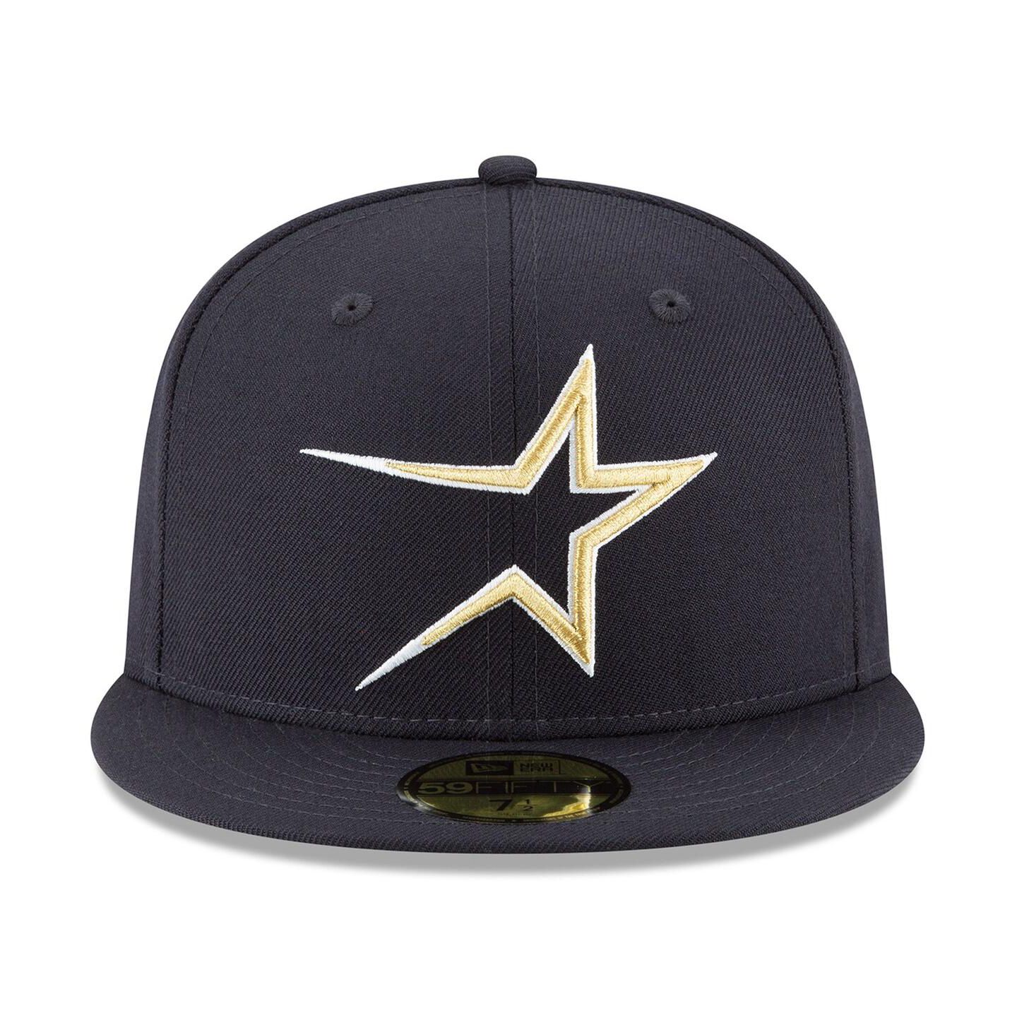Мужская кепка New Era Navy Houston Astros Cooperstown Collection Wool 59FIFTY Fitted Hat — фото 4
