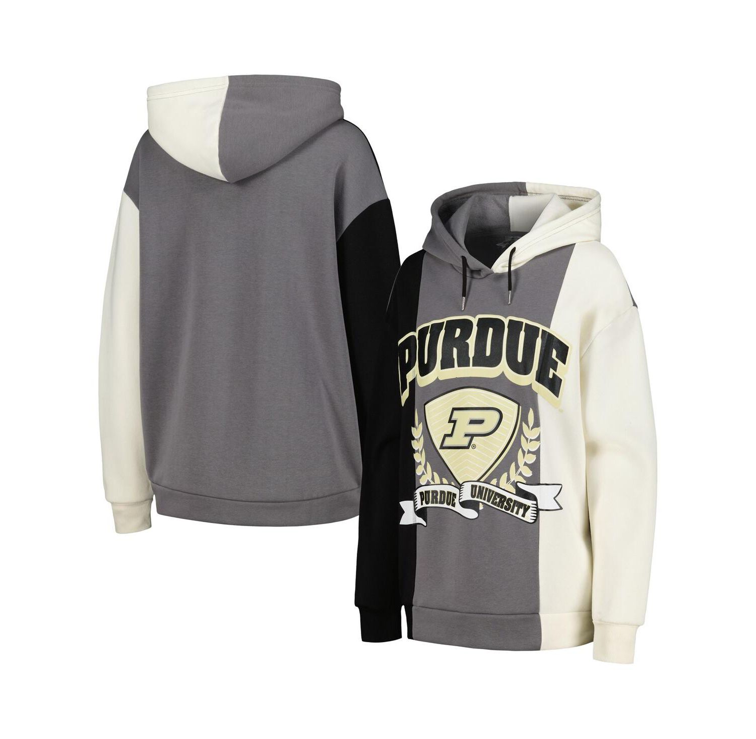 Women's Black Purdue Boilermakers Hall of Fame Colorblock Pullover Hoodie