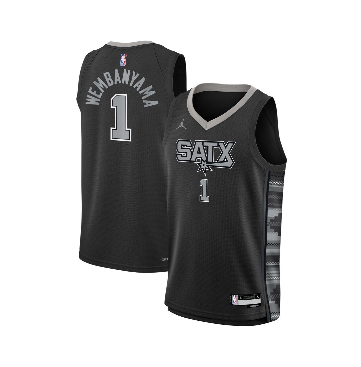 Детская джерси Jordan Victor Wembanyama San Antonio Spurs Swingman Statement, Black — фото 1