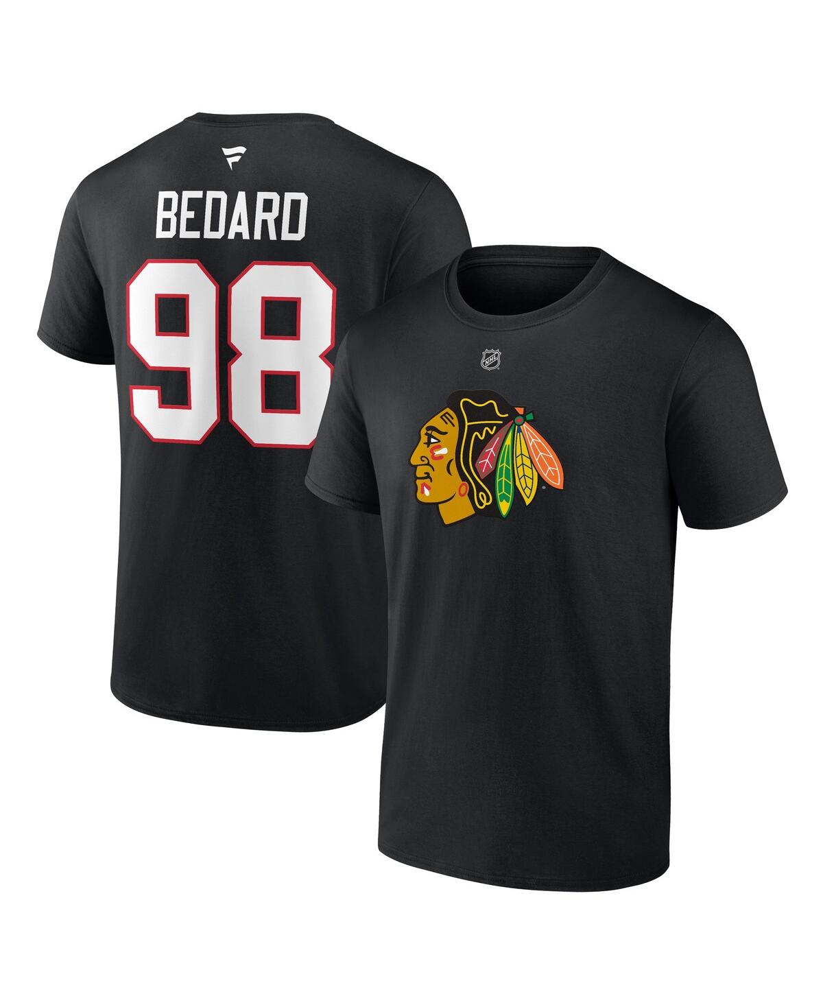 Men's Fanatics Connor Bedard Black Chicago Blackhawks 2023 Nhl Draft Authentic Stack Player Name and Number T-shirt - Black