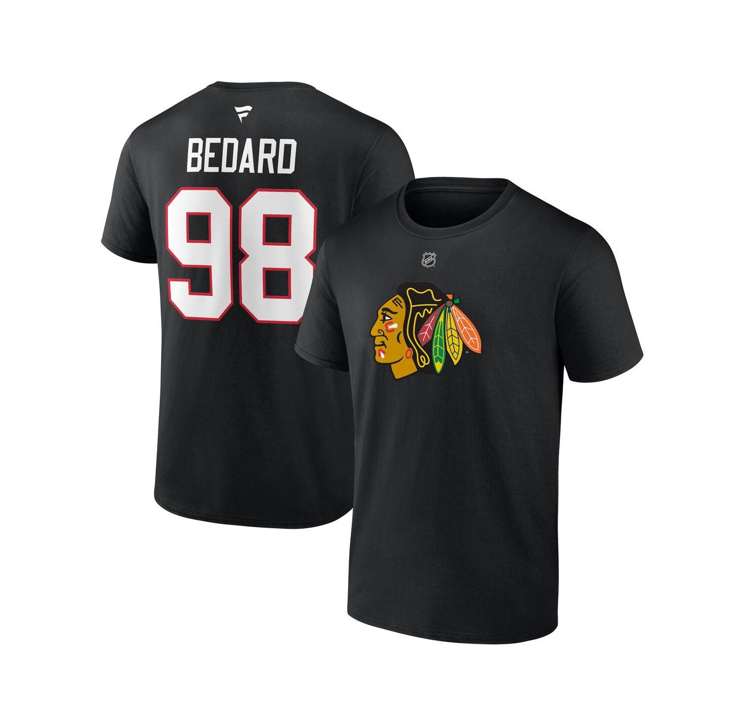 Men's Connor Bedard Black Chicago Blackhawks 2023 NHL Draft Authentic Stack Player Name and Number T-shirt