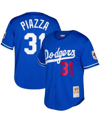 Men's Mike Piazza Royal Los Angeles Dodgers Cooperstown Collection Mesh Batting Practice Button-Up Jersey