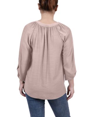 Women's Raglan Sleeve Split Neck Blouse Top